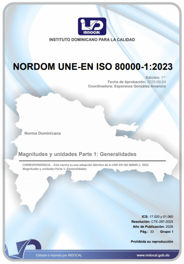 NORDOM UNE-EN ISO 80000-1:2023 - MAGNITUDES Y UNIDADES PARTE 1: GENERALIDADES
