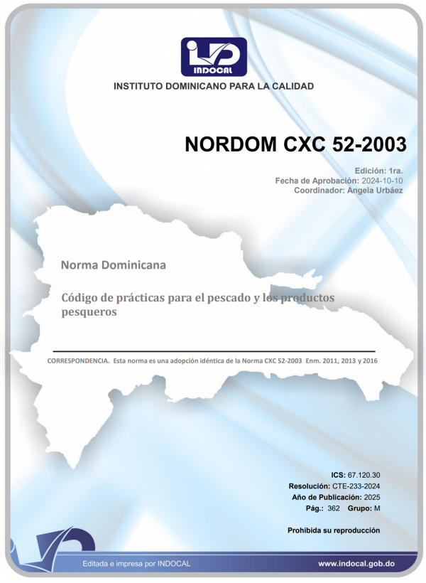 NORDOM CXC 52-2003 - CÓDIGO DE PRÁCTICAS PARA EL PESCADO Y LOS PRODUCTOS PESQUEROS