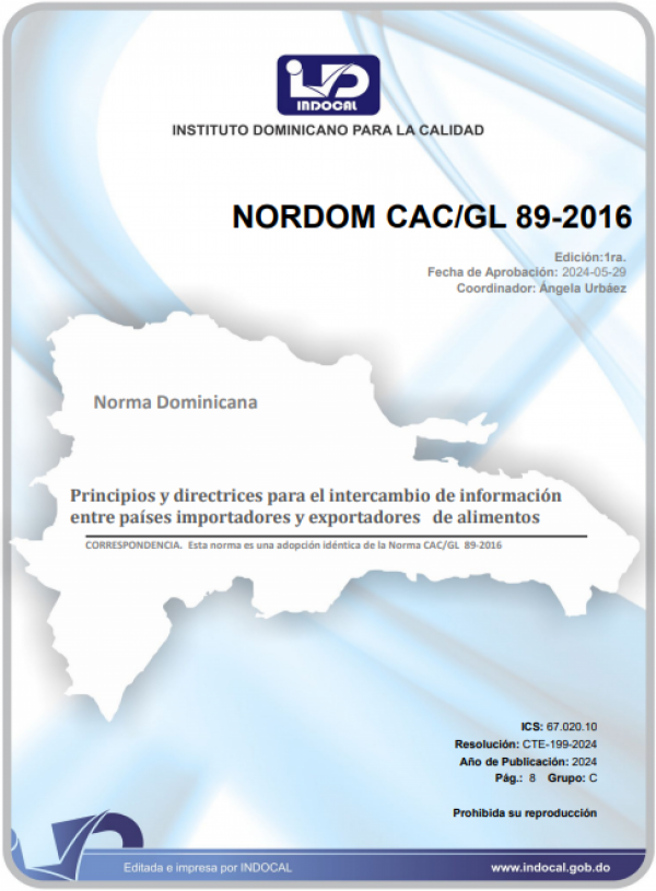 NORDOM CAC/GL 89 - 2016 - PRINCIPIOS Y DIRECTRICES PARA EL INTERCAMBIO DE INFORMACIÓN ENTRE PAÍSES IMPORTADORES Y EXPORTADORES DE ALIMENTOS.