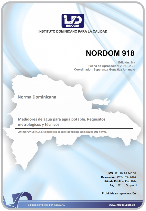 NORDOM 918 - MEDIDORES DE AGUA PARA AGUA POTABLE. REQUISITOS METROLÓGICOS Y TÉCNICOS