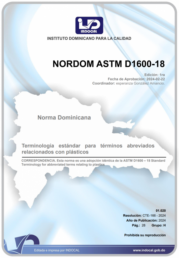 NORDOM ASTM D1600-18 - TERMINOLOGÍA ESTÁNDAR PARA TÉRMINOS ABREVIADOS RELACIONADOS CON PLÁSTICOS