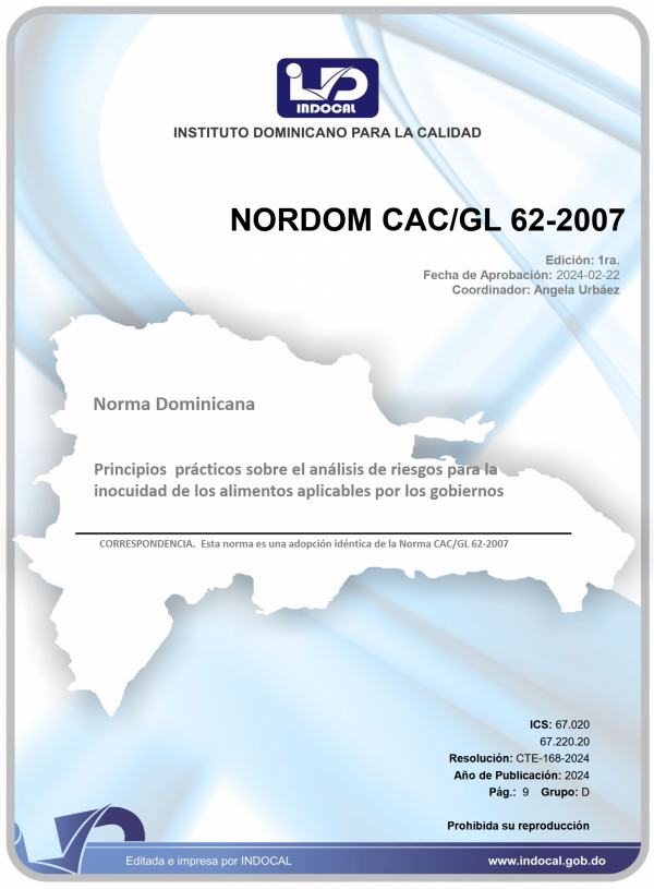 NORDOM CAC/GL 62-2007 - PRINCIPIOS PRÁCTICOS SOBRE EL ANÁLISIS DE RIESGOS PARA LA INOCUIDAD DE LOS ALIMENTOS APLICABLES POR LOS GOBIERNOS