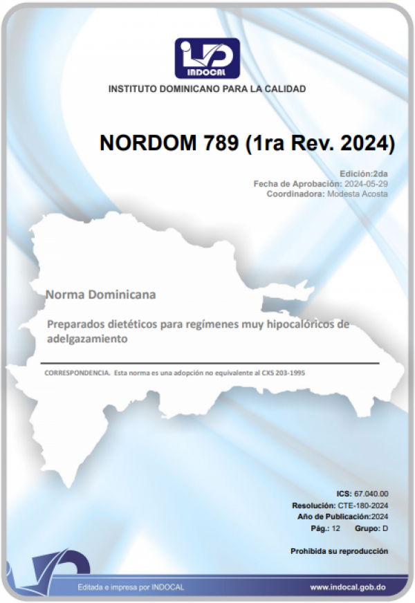 NORDOM 789 - PREPARADOS DIETETICOS PARA REGIMENES MUY HIPOCALORICOS DE ADELGAZAMIENTO