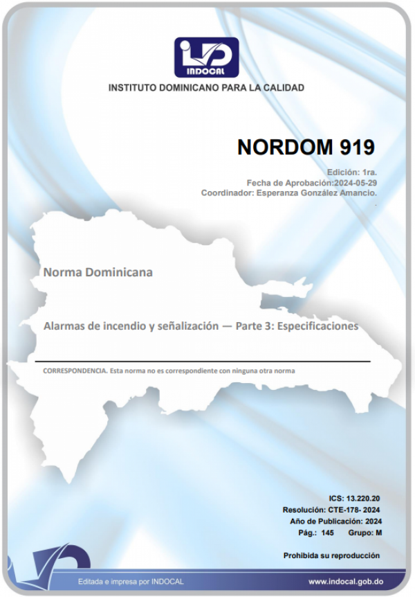 NORDOM 919 - ALARMAS DE INCENDIO Y SEÑALIZACIÓN — PARTE 3: ESPECIFICACIONES.
