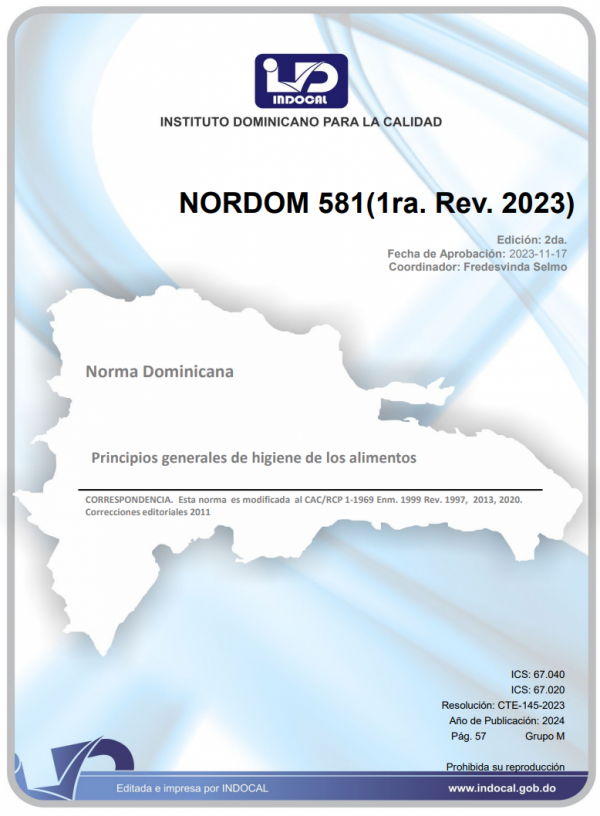 NORDOM 581 (1RA. REV. 2023) - PRINCIPIOS GENERALES DE HIGIENE DE LOS ALIMENTOS