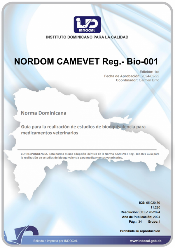 NORDOM CAMEVET Reg.- Bio-001 - GUÍA PARA LA REALIZACIÓN DE ESTUDIOS DE BIOEQUIVALENCIA PARA MEDICAMENTOS VETERINARIOS