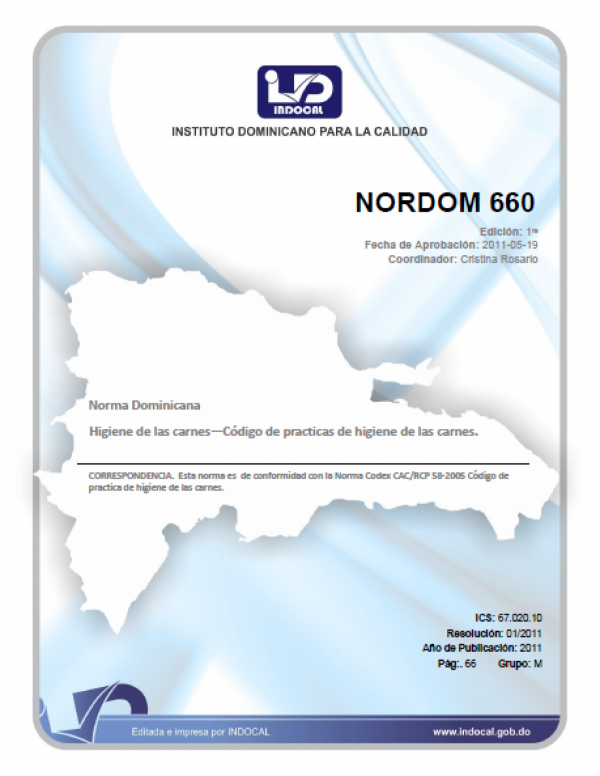 NORDOM 660 - HIGIENE DE LA CARNE. CÓDIGO DE PRACTICAS DE HIGIENE DE LA CARNE.