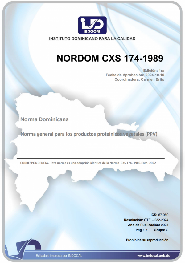 NORDOM CXS 174-1989 - NORMA GENERAL PARA LOS PRODUCTOS PROTEÍNICOS VEGETALES (PPV)